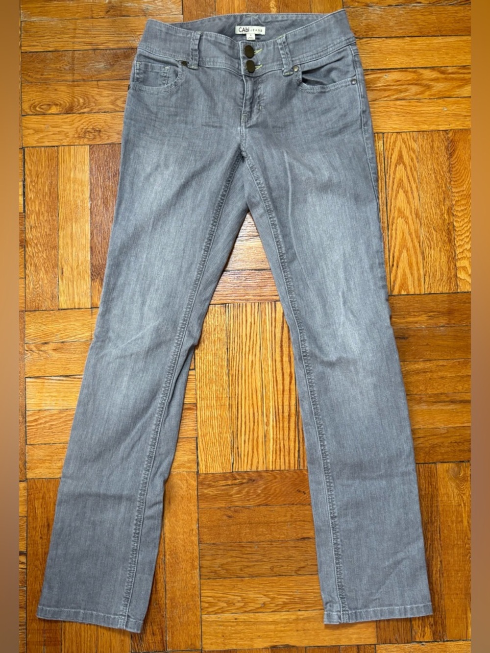 CAbi Women's‎ Gray Lou Lou Mid Rise Slim Straight Jeans Size 4